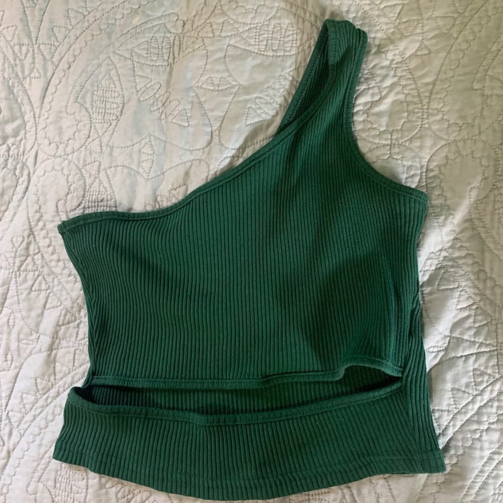 one shoulder ribbed crop top